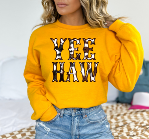 Cowhide Couture Yeehaw Crewneck Sweatshirt/ Western Boho Crewneck Sweatshirt