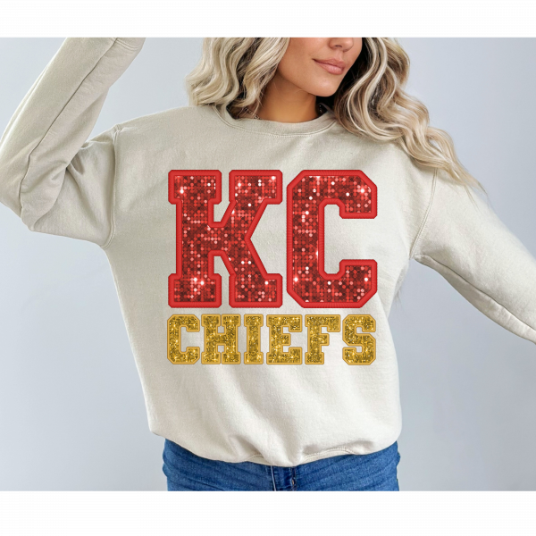 Kansas City Chiefs/ Crewneck Sweatshirt/ Sports Sweatshirt/ Sparkles / Gift For Her/ Gift For Mom