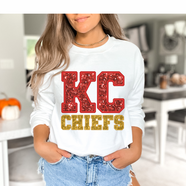 Kansas City Chiefs/ Crewneck Sweatshirt/ Sports Sweatshirt/ Sparkles / Gift For Her/ Gift For Mom