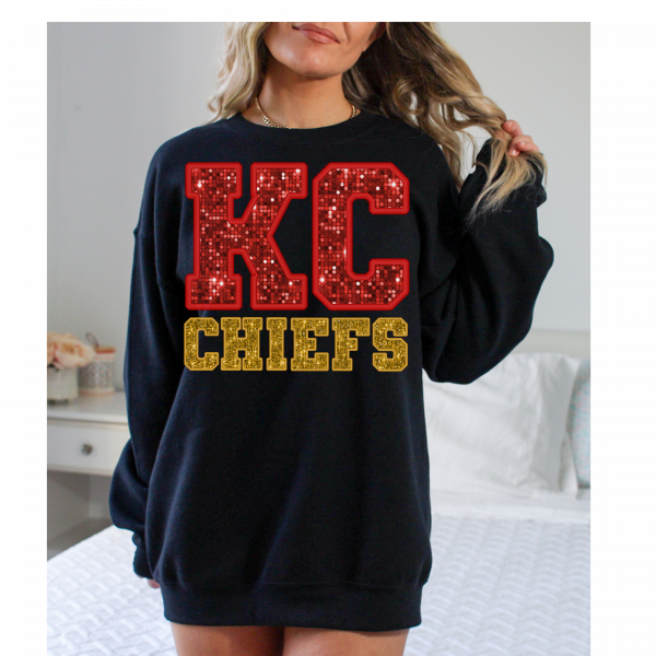 Kansas City Chiefs/ Crewneck Sweatshirt/ Sports Sweatshirt/ Sparkles / Gift For Her/ Gift For Mom