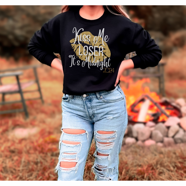 "Kiss Me Loser Its Midnight"/ Crewneck Sweatshirt/ New Year Sweatshirt/ New year/ New Years Gift/ Gift For Mom