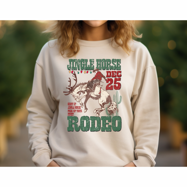 Jingle Horse Rodeo/ Crewneck Sweatshirt/ Christmas Sweatshirt/ Christmas Rodeo/ Gift For Anyone